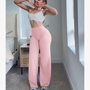 High-Waist Wide-Leg Leggings in Soft Pink